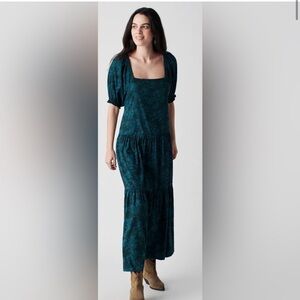Faherty Somerset Maxi Dress Emerald Green Floral
